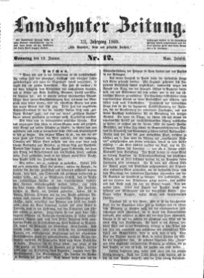 Landshuter Zeitung Sonntag 15. Januar 1860