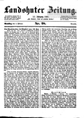 Landshuter Zeitung Samstag 4. Februar 1860