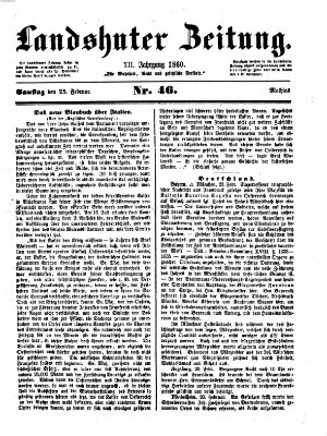 Landshuter Zeitung Samstag 25. Februar 1860