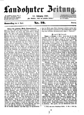 Landshuter Zeitung Donnerstag 5. April 1860