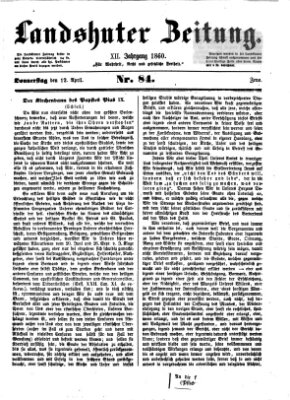 Landshuter Zeitung Donnerstag 12. April 1860