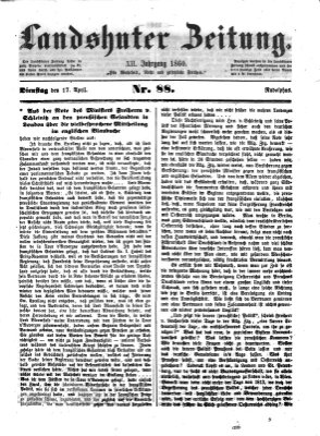 Landshuter Zeitung Dienstag 17. April 1860