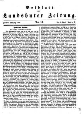 Landshuter Zeitung Montag 2. April 1860