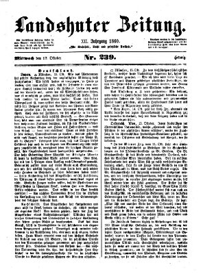 Landshuter Zeitung Mittwoch 17. Oktober 1860