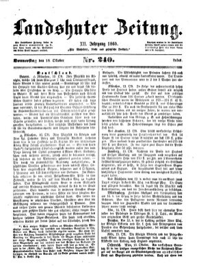 Landshuter Zeitung Donnerstag 18. Oktober 1860