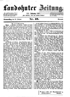 Landshuter Zeitung Donnerstag 28. Februar 1861