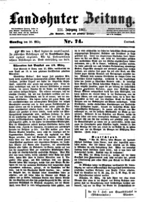 Landshuter Zeitung Samstag 30. März 1861