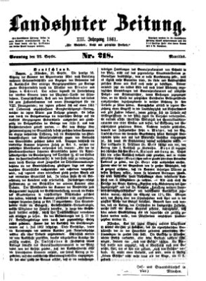Landshuter Zeitung Sonntag 22. September 1861