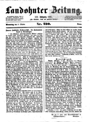 Landshuter Zeitung Sonntag 6. Oktober 1861