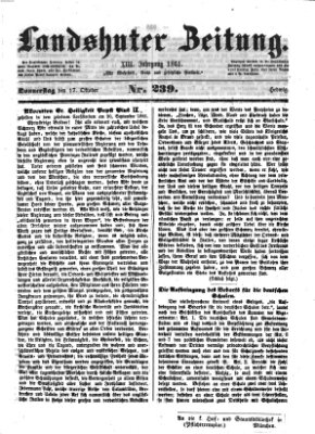Landshuter Zeitung Donnerstag 17. Oktober 1861
