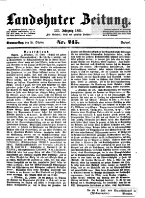 Landshuter Zeitung Donnerstag 24. Oktober 1861