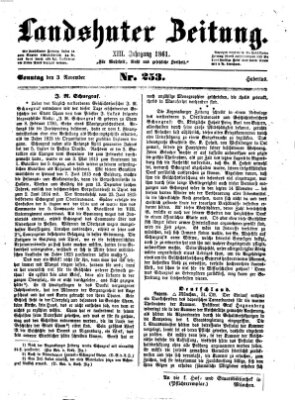 Landshuter Zeitung Sonntag 3. November 1861