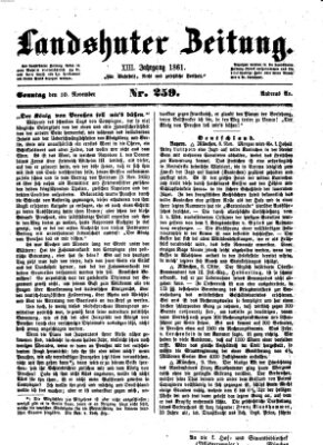 Landshuter Zeitung Sonntag 10. November 1861