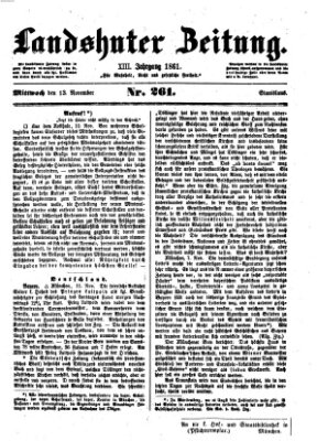 Landshuter Zeitung Mittwoch 13. November 1861