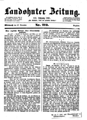 Landshuter Zeitung Mittwoch 27. November 1861