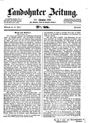 Landshuter Zeitung Mittwoch 16. April 1862