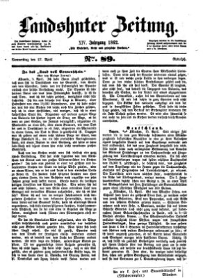 Landshuter Zeitung Donnerstag 17. April 1862