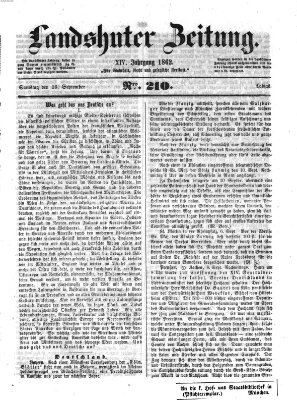 Landshuter Zeitung Samstag 13. September 1862