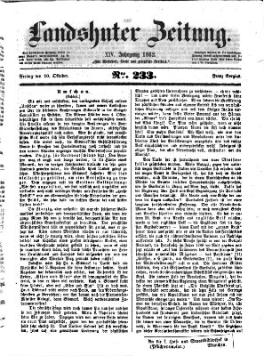 Landshuter Zeitung Freitag 10. Oktober 1862