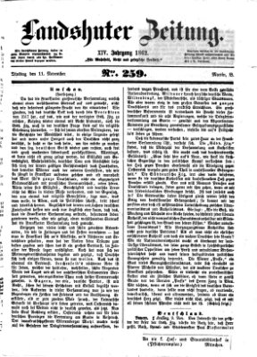 Landshuter Zeitung Dienstag 11. November 1862
