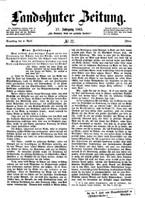 Landshuter Zeitung Samstag 4. April 1863
