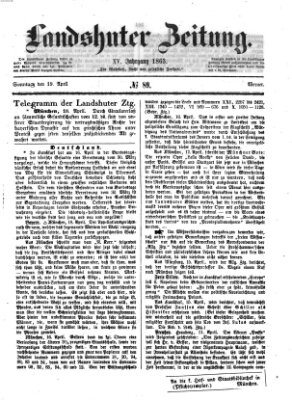 Landshuter Zeitung Sonntag 19. April 1863