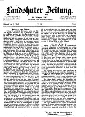 Landshuter Zeitung Mittwoch 22. April 1863