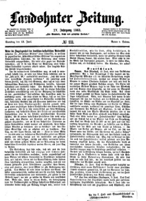 Landshuter Zeitung Samstag 13. Juni 1863