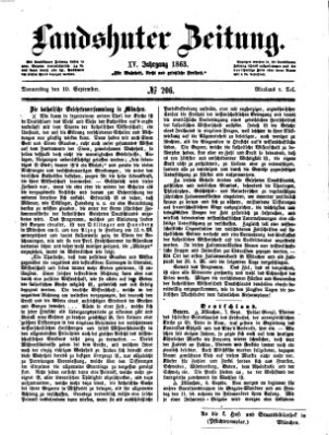 Landshuter Zeitung Donnerstag 10. September 1863