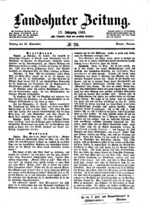 Landshuter Zeitung Dienstag 22. September 1863