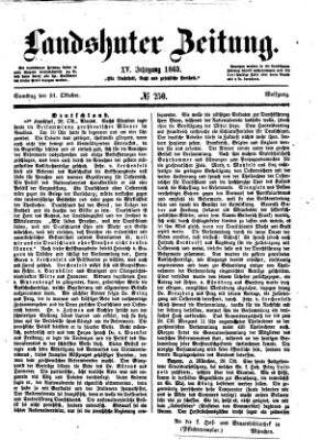Landshuter Zeitung Samstag 31. Oktober 1863