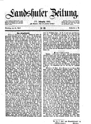 Landshuter Zeitung Samstag 30. April 1864