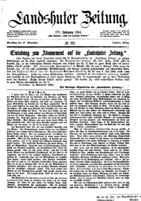 Landshuter Zeitung Samstag 17. September 1864