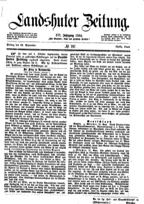 Landshuter Zeitung Freitag 23. September 1864