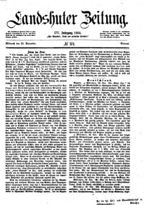 Landshuter Zeitung Mittwoch 30. November 1864