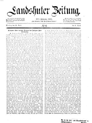 Landshuter Zeitung Dienstag 11. April 1865