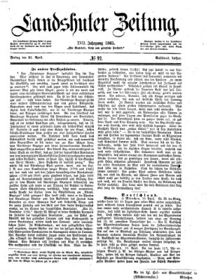 Landshuter Zeitung Freitag 21. April 1865