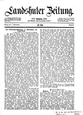 Landshuter Zeitung Freitag 1. September 1865