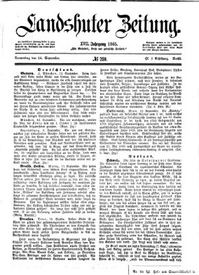 Landshuter Zeitung Donnerstag 14. September 1865