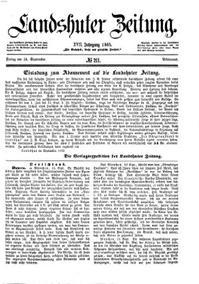 Landshuter Zeitung Samstag 16. September 1865