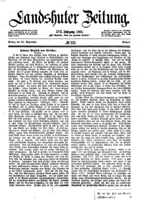 Landshuter Zeitung Freitag 29. September 1865