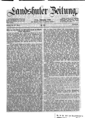 Landshuter Zeitung Freitag 20. April 1866