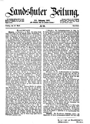 Landshuter Zeitung Dienstag 16. April 1867