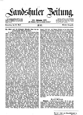 Landshuter Zeitung Donnerstag 25. April 1867