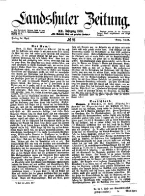 Landshuter Zeitung Freitag 24. April 1868