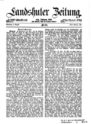 Landshuter Zeitung Samstag 1. August 1868
