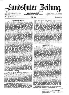 Landshuter Zeitung Mittwoch 16. September 1868