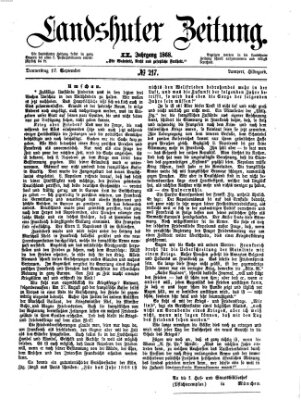 Landshuter Zeitung Donnerstag 17. September 1868