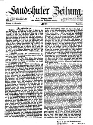Landshuter Zeitung Dienstag 22. September 1868