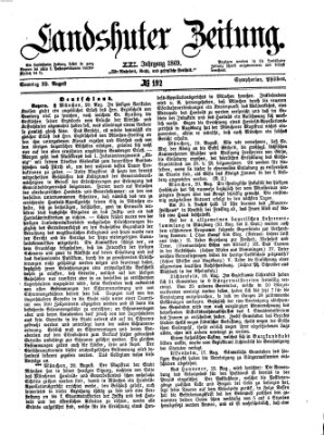 Landshuter Zeitung Sonntag 22. August 1869